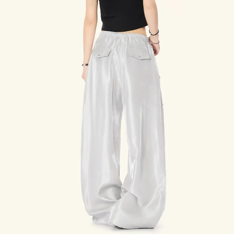 IEFB Liquid Metal Light Sensing Casual Pants Summer Men's Clothing Trendy Loose Wide Leg Solid Color Male Suit Trousers 9W2327