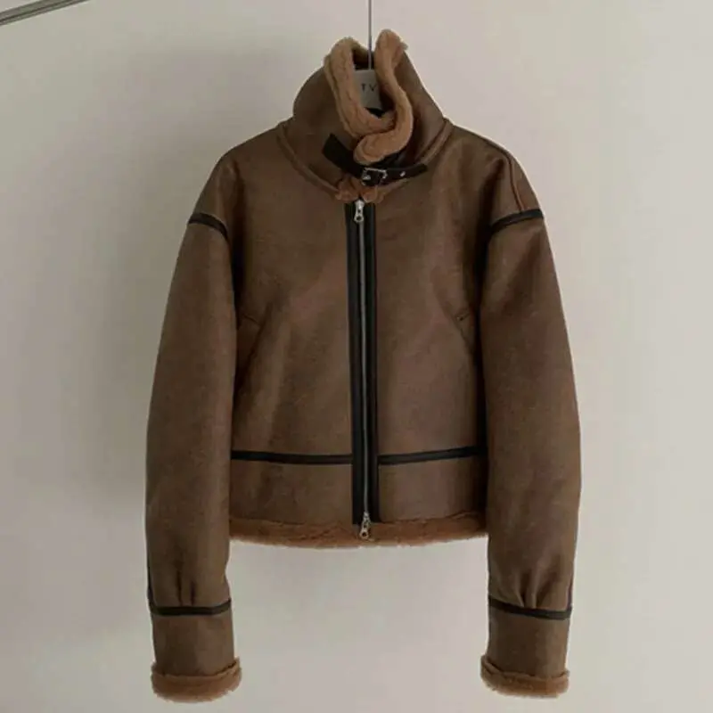 IEFB Leather Cotton Coat For Men's Winter Korean Style Loose Lamb Suede Motorcycle Pu Padded Jacket Trend Male Spring New 9C3184