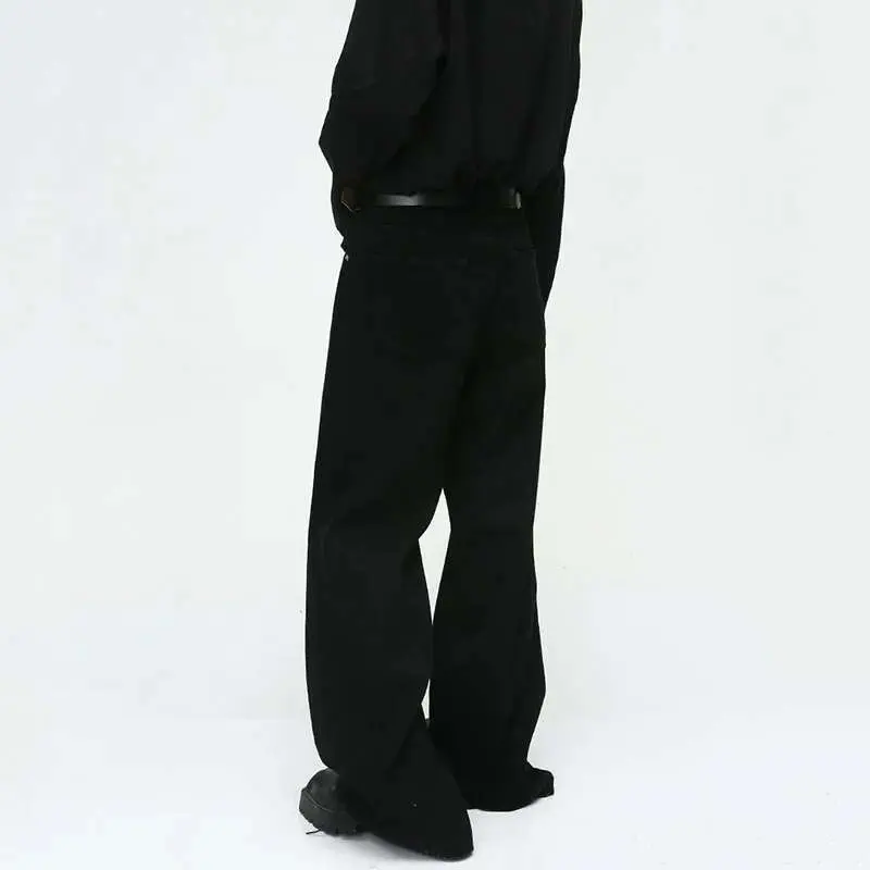 IEFB Vintage Men's Jeans New Fashion Washed Wide Leg Denim Pants Casual Loose Male Versatile Trousers Black Summer Autumn 9C354