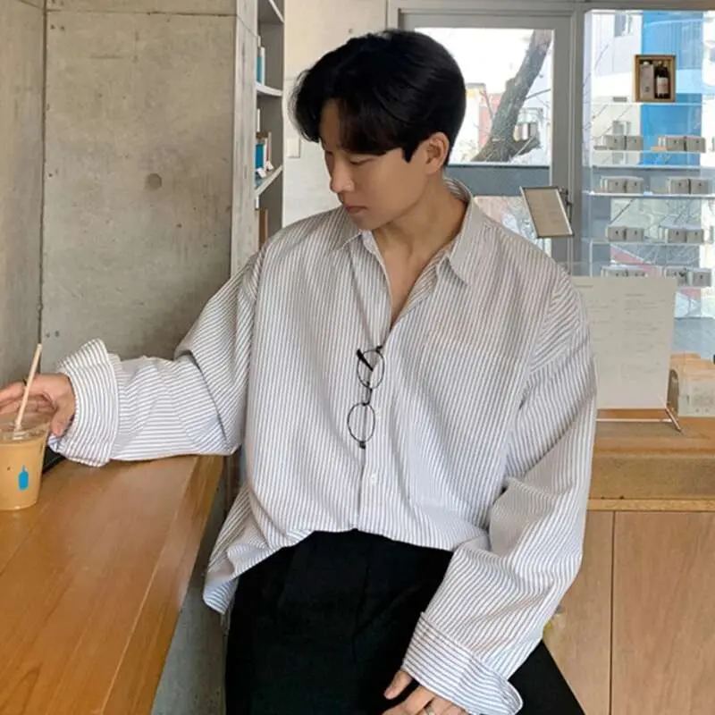 IEFB Fashion Striped Shirt Trend Men's Long Sleeve Top Autumn New Korean Style Loose Casual Clothe Business Male Cardigan 9C1114