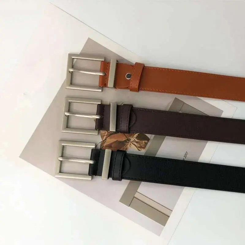 IEFB Brown Square Buckle Wide Belt Female Wild Decoration With Skirt Jeans Suit Students Accessories Fashion Belts Male Simple