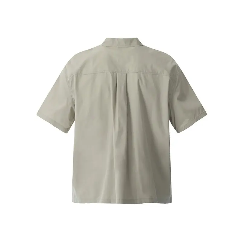 IEFB Summer Men's Shirts Turn-down Collar Solid Color Zipper Casual Metal Short Sleeve Loose Male Tops Stylish New CPG2944