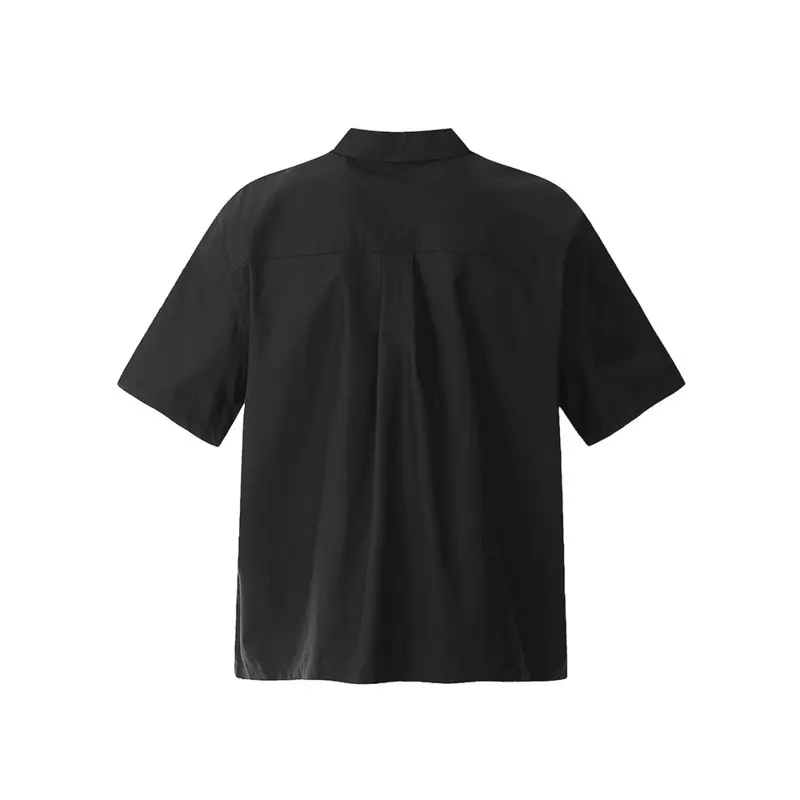 IEFB Summer Men's Shirts Turn-down Collar Solid Color Zipper Casual Metal Short Sleeve Loose Male Tops Stylish New CPG2944
