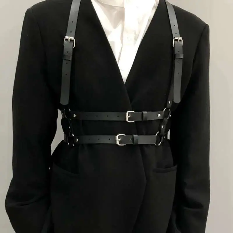 IEFB Harness Waist Belt Male Punk Chain Gothic Buckle Modern Fashion Waistband Waist Chain 2025 Strap Belts Unisex 9W1335