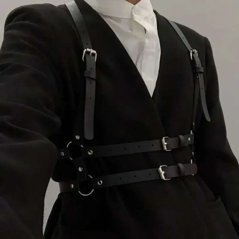 IEFB Harness Waist Belt Male Punk Chain Gothic Buckle Modern Fashion Waistband Waist Chain 2025 Strap Belts Unisex 9W1335