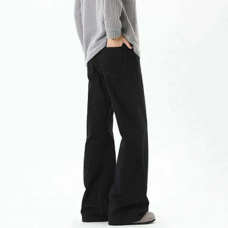 IEFB Men's Jeans New Korean Style Mirco Flared Trendy Solid Color Simple Stylish Straight Wide Leg Male Summer Trousers 9W2066