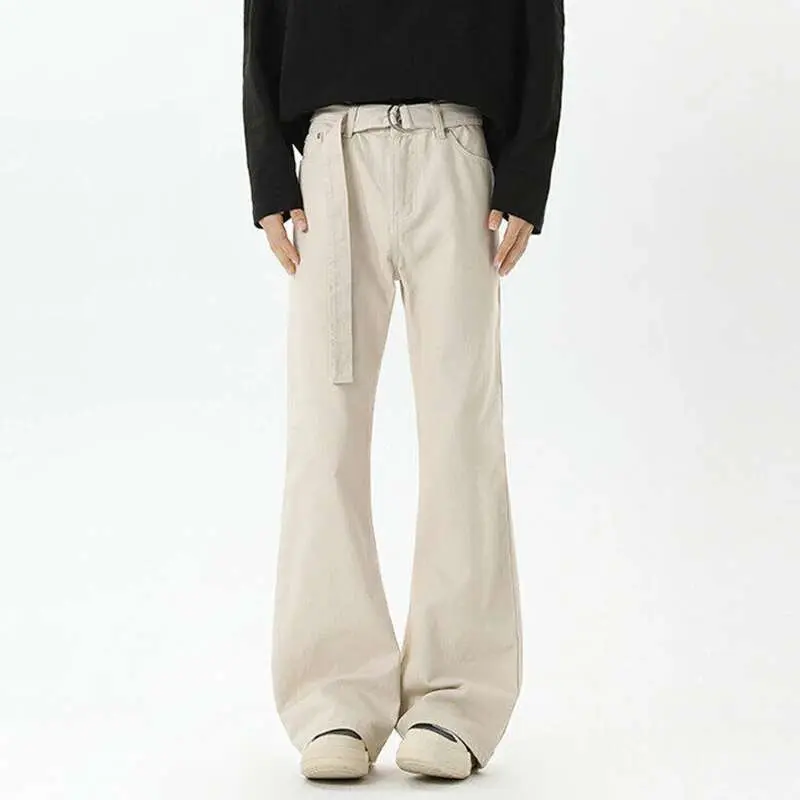 IEFB Men's Jeans New Korean Style Mirco Flared Trendy Solid Color Simple Stylish Straight Wide Leg Male Summer Trousers 9W2066