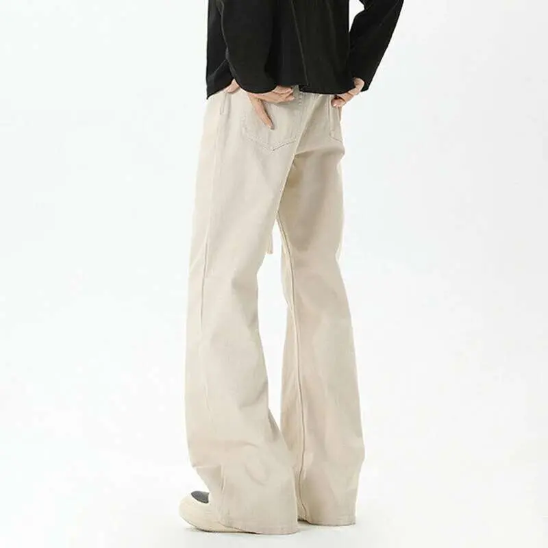 IEFB Men's Jeans New Korean Style Mirco Flared Trendy Solid Color Simple Stylish Straight Wide Leg Male Summer Trousers 9W2066