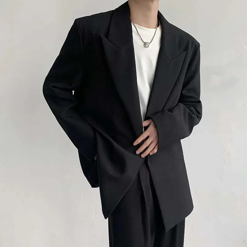 IEFB Trendy Men's Blazers Korean Style Waist Lace-up Suit Jacket Solid Color Lapel Spring New Fashion Male Clothing 9A7638