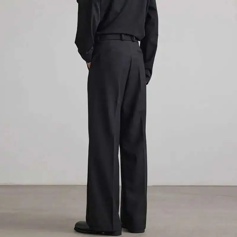 IEFB Men's Suit Pants New Korean Style Pleated Solid Color Trendy Straight Leg Simple Stylish Male Causal Trousers 9W1905