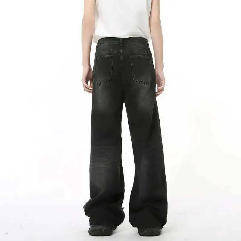 IEFB High Street Men's Denim Pants Hole Worn-out Streetwear Trousers Straight Wide Leg Casual Male Jeans New Autumn 2024 9C8513
