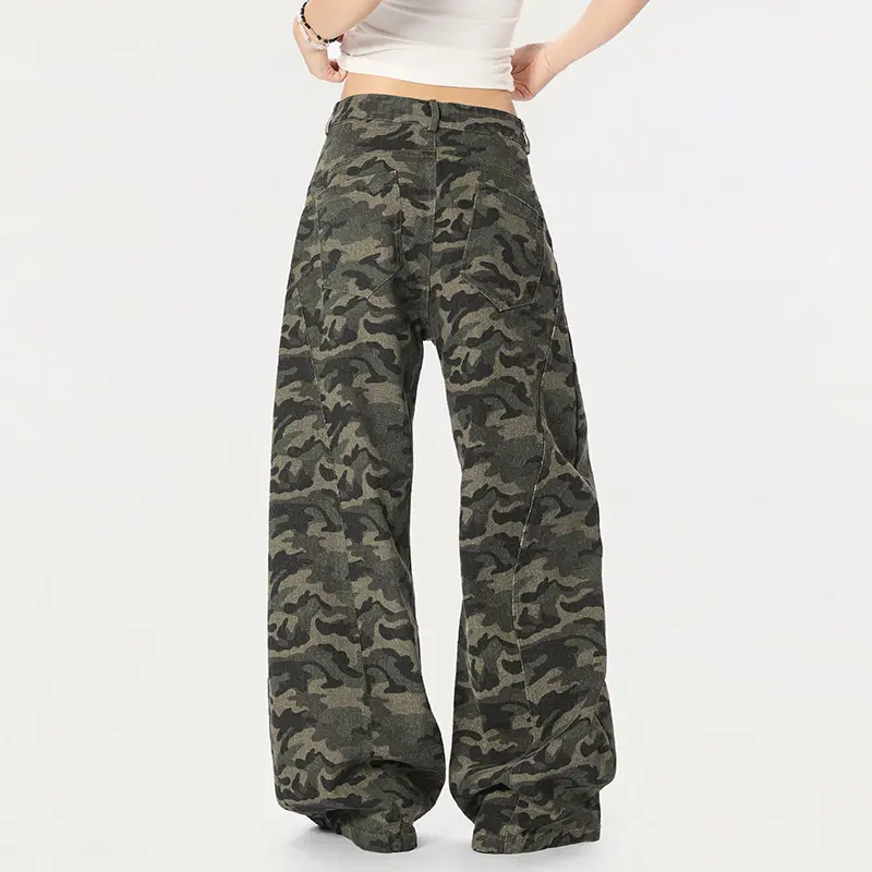 IEFB American Style Trendy Camouflage Curved Knife Pants Men Fashion High Street Loose Wide Leg Casual Trousers Summer 9W2330