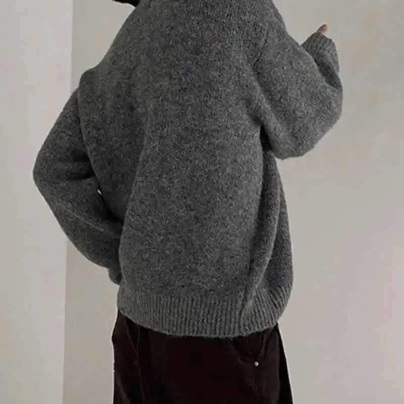 IEFB Men's Knitting Top Casual Loose Round Neck Pullover Sweater Spring Autumn Korean Fashion Male Solid Color Knits 9C2387