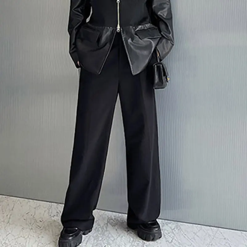 IEFB Men's Suit Pants Solid Color Niche Design Korean Style Casual Straight Elastic Waist Versatile Trousers 2023 New 9C2269