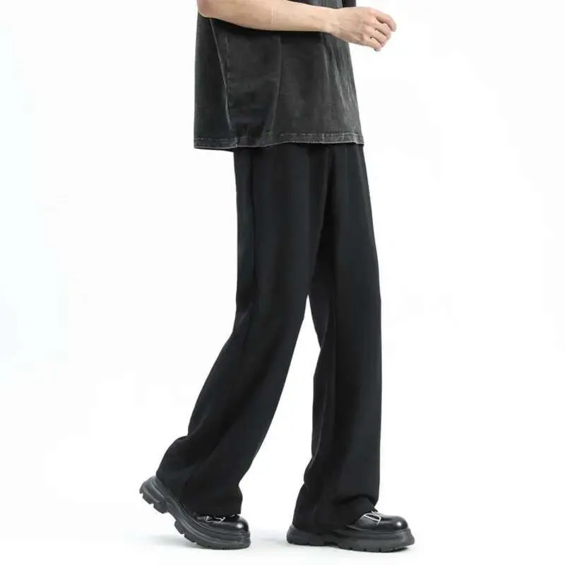 IEFB Men's Suit Pants Flared Trousers Solid Color New Summer Fashionable Ice Silk Loose Casual Trousers Men Clothing 9W1320
