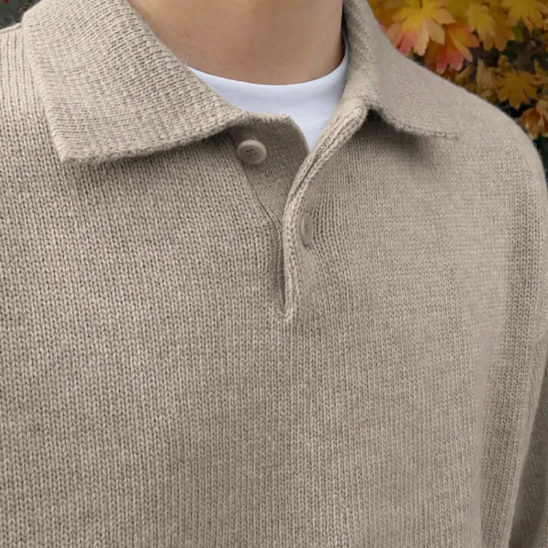IEFB Korean New Chic Men's Lapel Pullovers Autumn Winter New Loose Long Sleeve Sweater Vintage Kinttwear Knitting Tops 9D1236