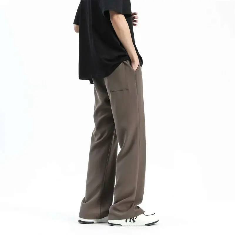 IEFB Men's Suit Pants Flared Trousers Solid Color New Summer Fashionable Ice Silk Loose Casual Trousers Men Clothing 9W1320