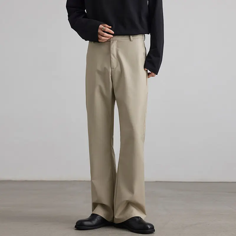 IEFB Men's Suit Pants New American Style Micro Flared Stylish Straight Wide Leg Solid Color Trendy Male Causla Trousers 9W1903
