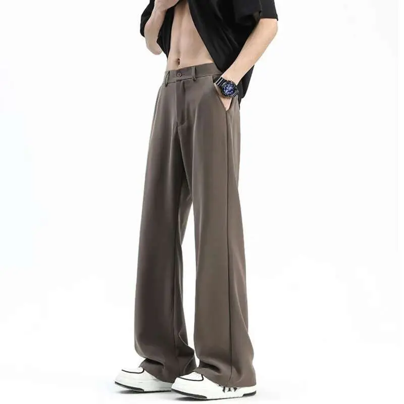 IEFB Men's Suit Pants Flared Trousers Solid Color New Summer Fashionable Ice Silk Loose Casual Trousers Men Clothing 9W1320