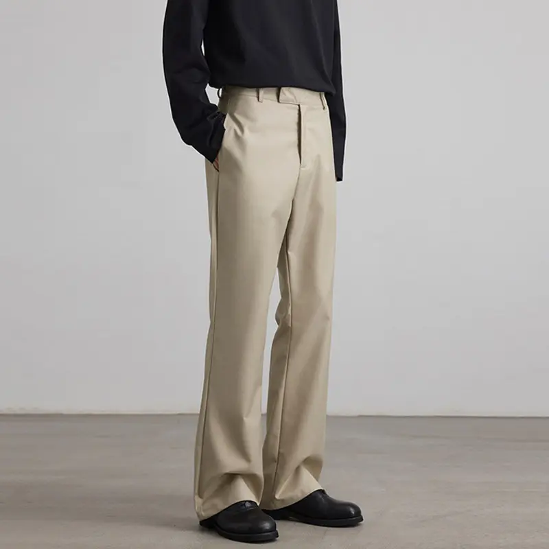 IEFB Men's Suit Pants New American Style Micro Flared Stylish Straight Wide Leg Solid Color Trendy Male Causla Trousers 9W1903