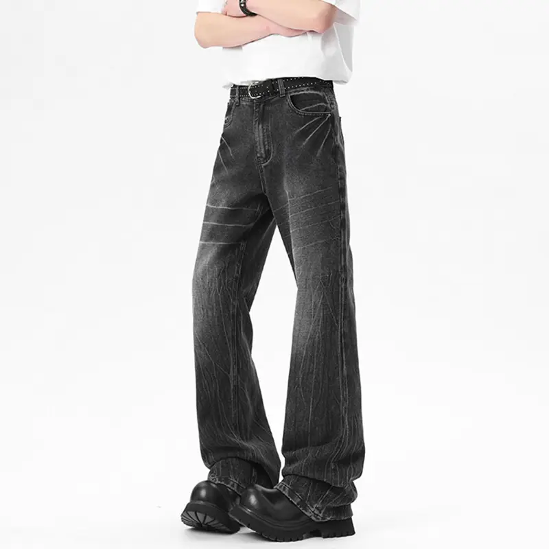 IEFB Male Denim Pants Lightning Pattern Ring Pattern Design Micro Flared Trendy New Summer American Style Men's Jeans 9W2062