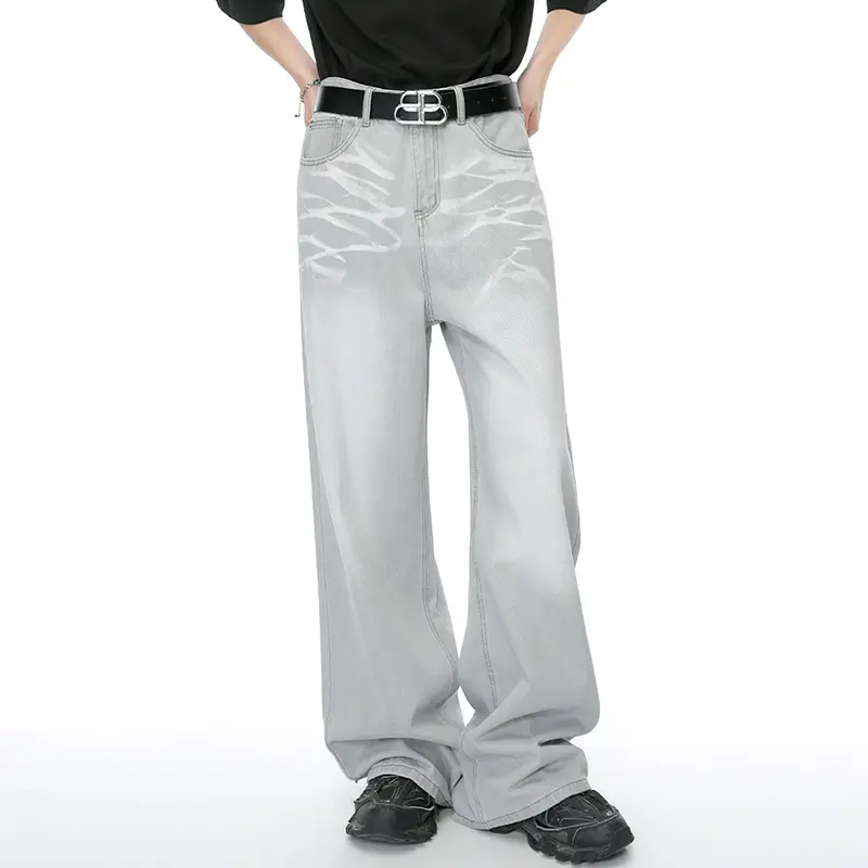 IEFB Straight Male Jeans Vintage Men's Denim Pants Tie-dyed Design Wide Leg Trousers Spring New Stylish Men Clothing 9C4276