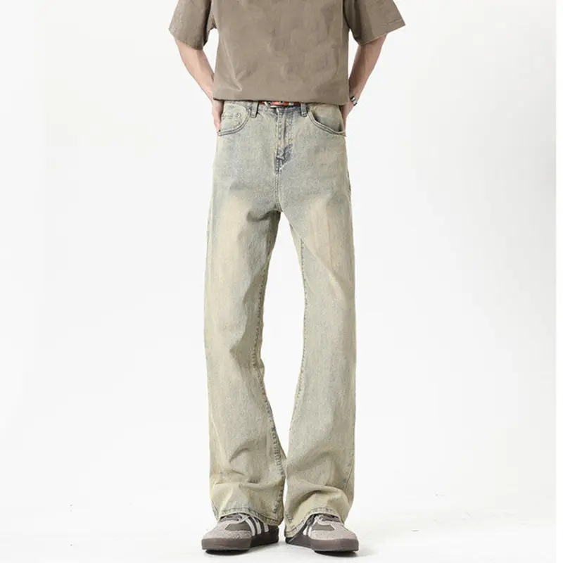 IEFB Summer New Stylish American Style Bootcut Jeans Men's Wear Vintage Gradient Color Male Denim Trousers 2025 Simple 9W3192