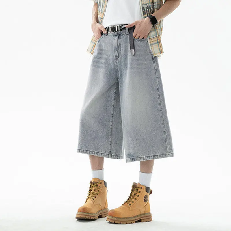 IEFB Men's Denim Shorts New American Hign Street Style Cat Whisker Design Casual Solid Color Washed Male Bottoms 2025 9W1657