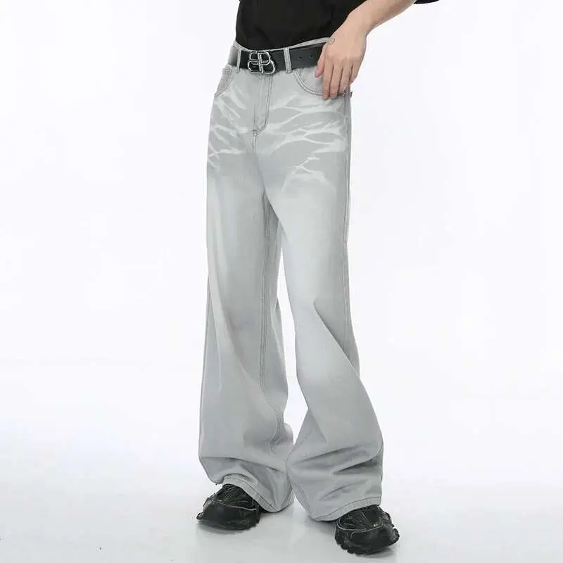 IEFB Straight Male Jeans Vintage Men's Denim Pants Tie-dyed Design Wide Leg Trousers Spring New Stylish Men Clothing 9C4276