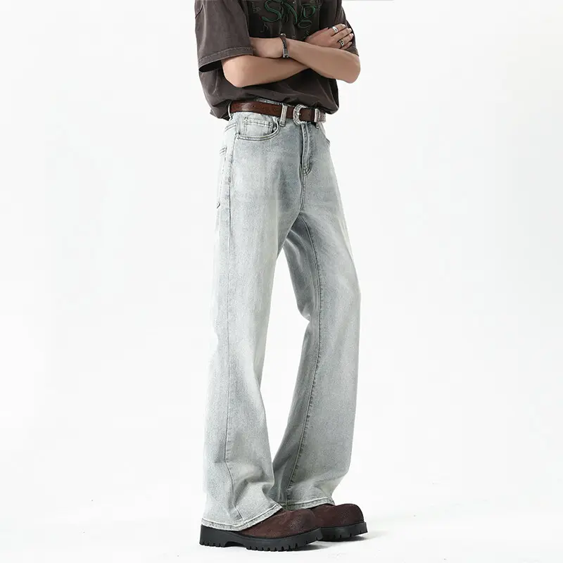 IEFB Summer New Stylish American Style Bootcut Jeans Men's Wear Vintage Gradient Color Male Denim Trousers 2025 Simple 9W3192