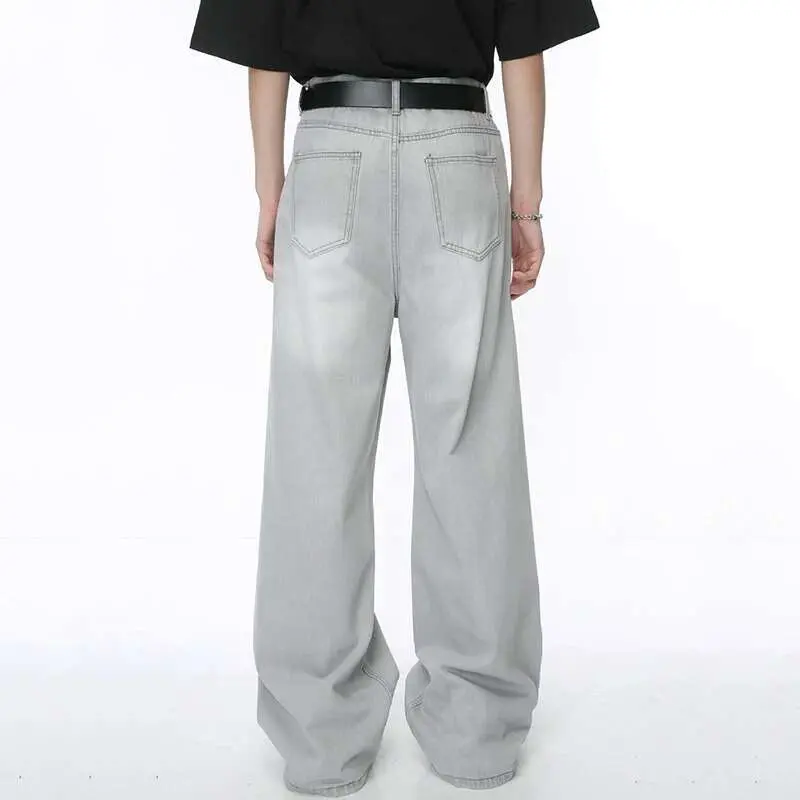 IEFB Straight Male Jeans Vintage Men's Denim Pants Tie-dyed Design Wide Leg Trousers Spring New Stylish Men Clothing 9C4276