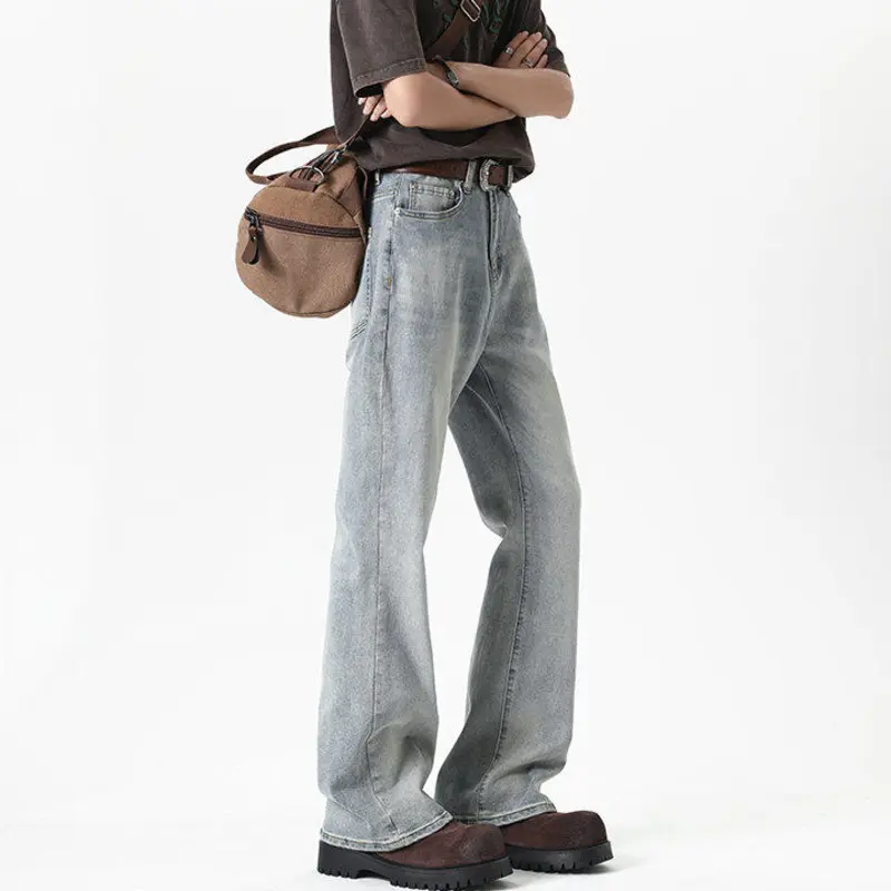 IEFB Summer New Stylish American Style Bootcut Jeans Men's Wear Vintage Gradient Color Male Denim Trousers 2025 Simple 9W3192