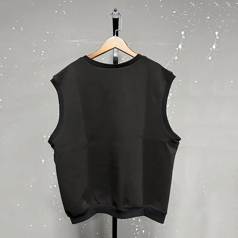 IEFB New Fashion Men's Wear Two-piece Set Face Printing Trendy V-neck Sleeveless Vest Wide Leg Front Pleated Line Design 9C9233