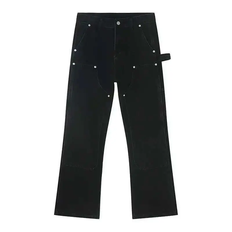 IEFB Slim Fit Ruffle Jeans Trend Men Autumn New Korean Style Handsome Double Knee Decoration Straight Denim Pants Fashion 9C1747