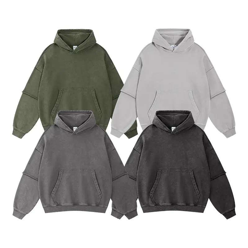 IEFB American Style Men's Sweatshirt Autumn Winter New Fashion Fake Two-Piece Washed Vintage Distressed Hoodies Men 9W3692