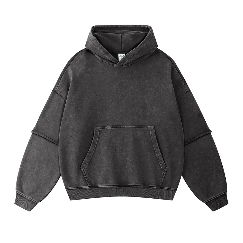 IEFB American Style Men's Sweatshirt Autumn Winter New Fashion Fake Two-Piece Washed Vintage Distressed Hoodies Men 9W3692