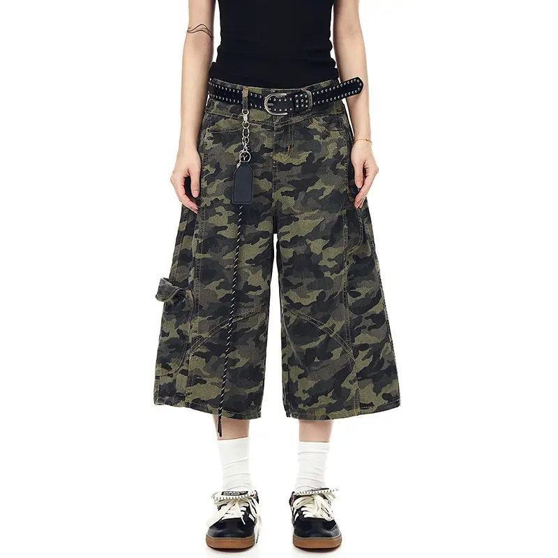 IEFB American Style Men's Cargo Trousers Solid Color Wide Leg Multi Pockets Deconstruction Line Design Male Denim Pants 9W3942