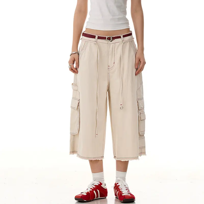 IEFB American Style Multi Pockets Workwear Shorts Men Summer High Street Fashion Sports Wide Leg Male Bottoms Baggy 9W2997