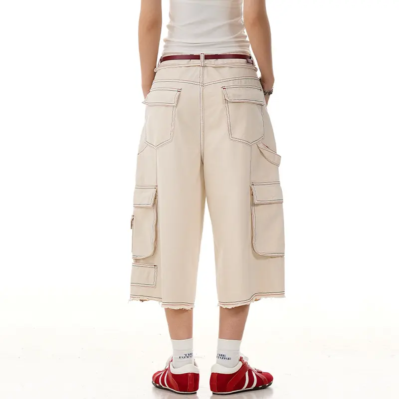 IEFB American Style Multi Pockets Workwear Shorts Men Summer High Street Fashion Sports Wide Leg Male Bottoms Baggy 9W2997