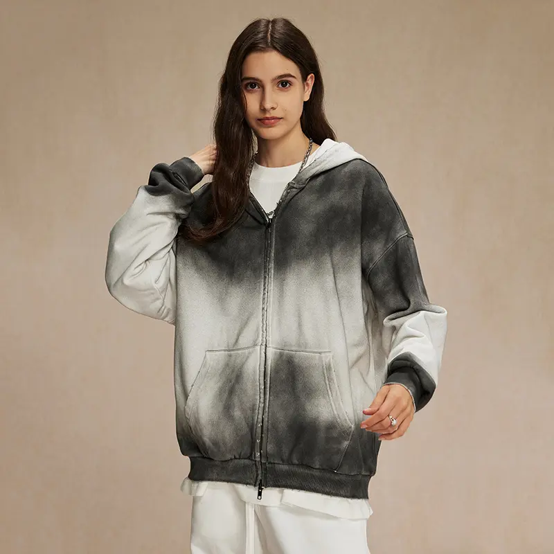 IEFB Niche Design Men's Hoodies Dirty-dying Contrast Color Distress Pocket Hooded Washing Fashion Male Sweatshirt Autumn 9W4135