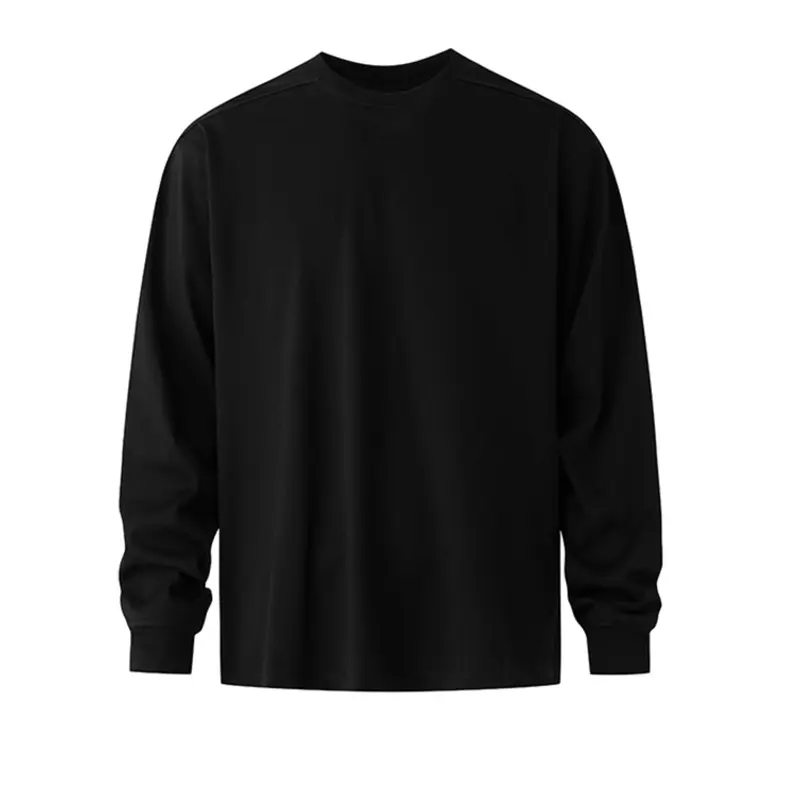 IEFB Simple Solid Color Long Sleeve T-Shirt Men Loose Fit Autumn New Stylish Korean Style Round Collar Male Tees Casual 9W4024