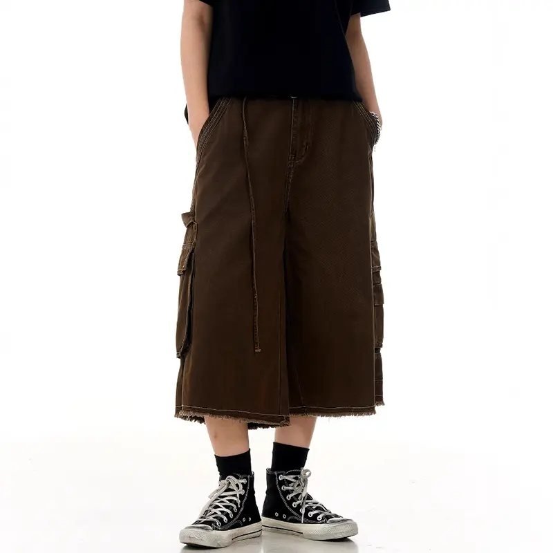 IEFB American Style Multi Pockets Workwear Shorts Men Summer High Street Fashion Sports Wide Leg Male Bottoms Baggy 9W2997