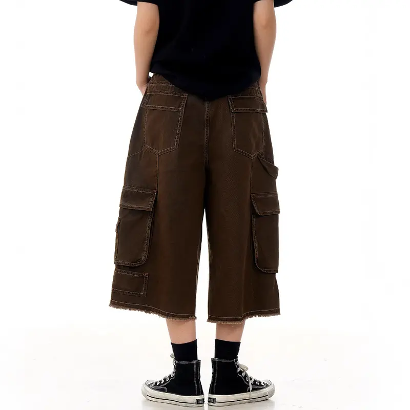 IEFB American Style Multi Pockets Workwear Shorts Men Summer High Street Fashion Sports Wide Leg Male Bottoms Baggy 9W2997