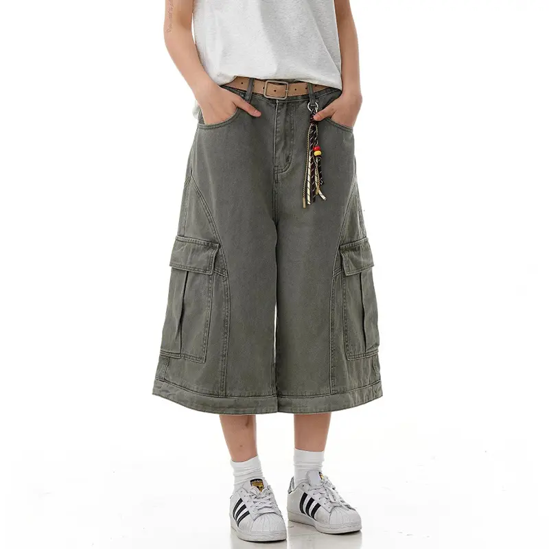 IEFB Deconstruction Multi Pocket Men Cropped Pants Summer Trendy Straight Wide Leg Men Loose Versatile Solid Color Shorts 9W2917
