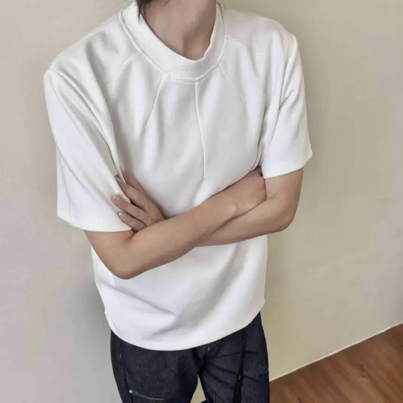 IEFB Simple Men's Casual Tees Round Neck Solid Color Menswear New Short Sleeved Loose Male T-shirts Cleanfit Menswear 9W3221