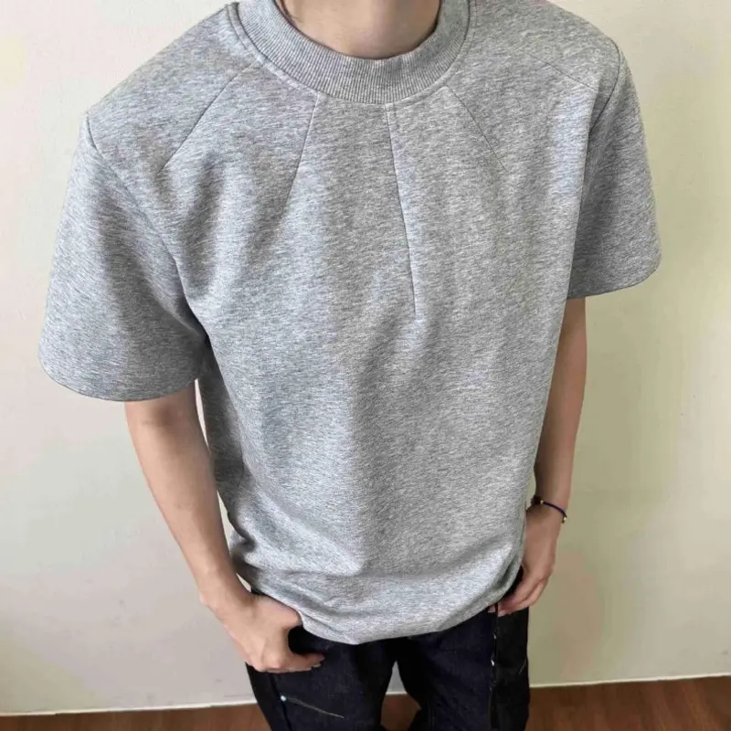 IEFB Simple Men's Casual Tees Round Neck Solid Color Menswear New Short Sleeved Loose Male T-shirts Cleanfit Menswear 9W3221