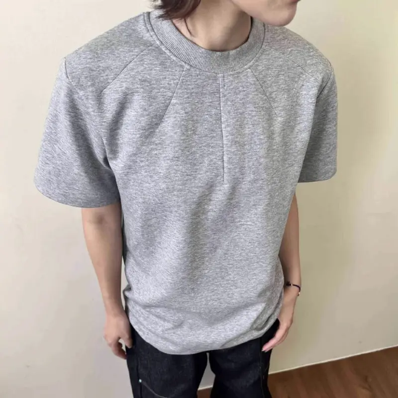 IEFB Simple Men's Casual Tees Round Neck Solid Color Menswear New Short Sleeved Loose Male T-shirts Cleanfit Menswear 9W3221