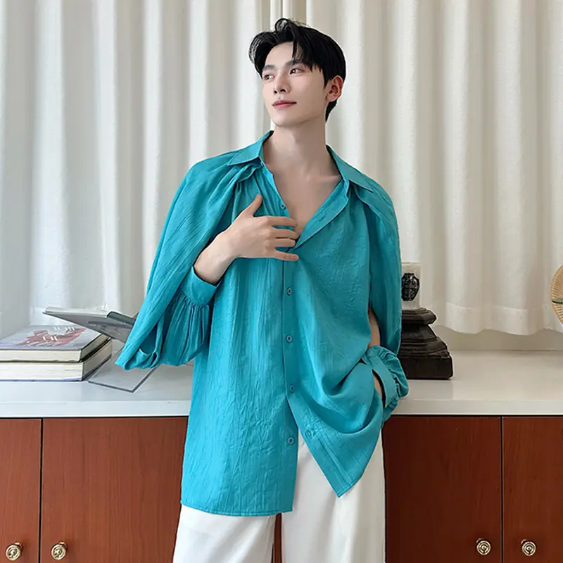 IEFB Summer Men's Shirt Long Sleeve Two Wear Male Top New French Lazy Style Lapel Temperament Men Clothing Casual 9W3571