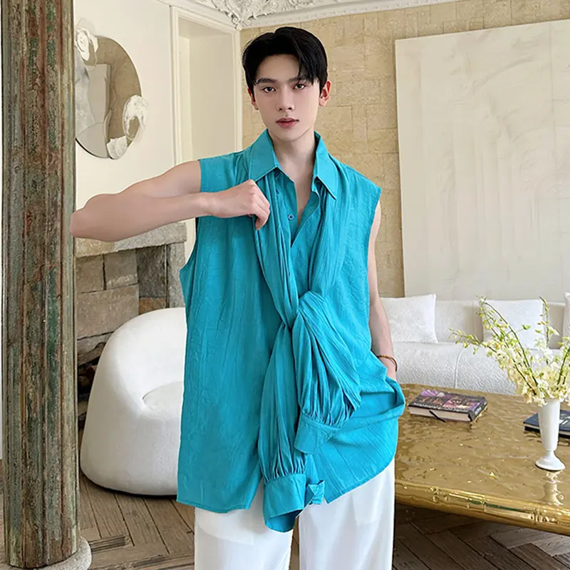 IEFB Summer Men's Shirt Long Sleeve Two Wear Male Top New French Lazy Style Lapel Temperament Men Clothing Casual 9W3571
