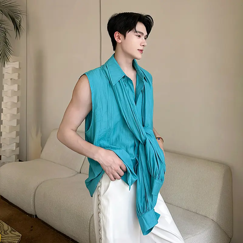 IEFB Summer Men's Shirt Long Sleeve Two Wear Male Top New French Lazy Style Lapel Temperament Men Clothing Casual 9W3571